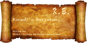 Korpás Bertalan névjegykártya